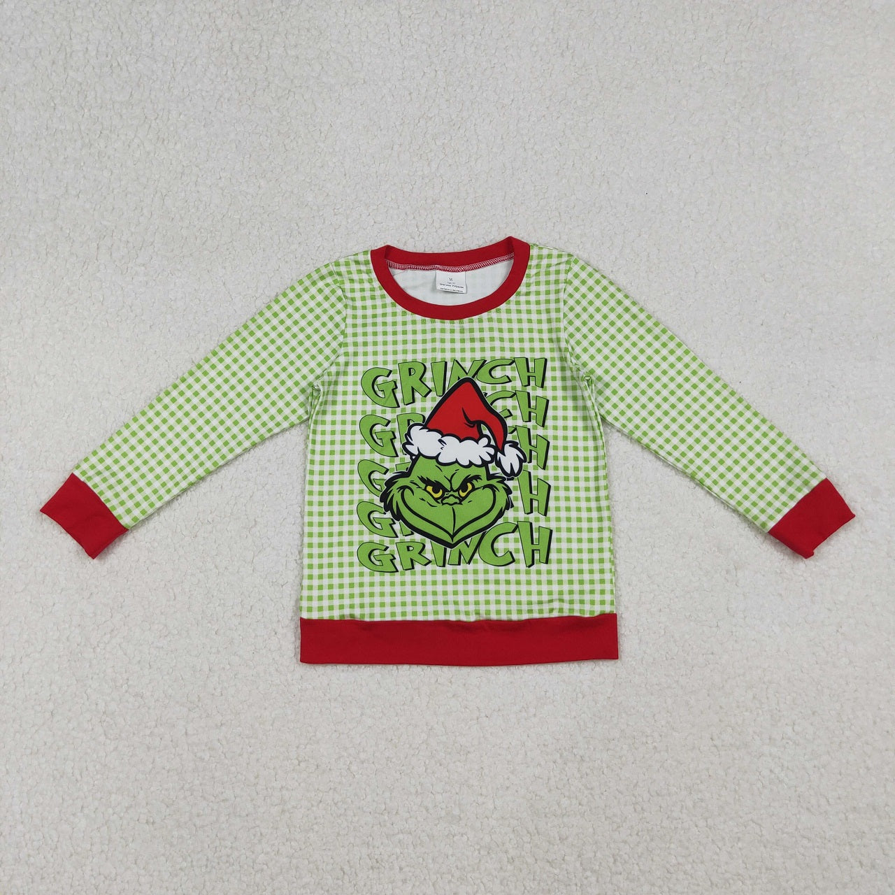Sibling Baby Boys Long Sleeves Green Face Christmas Plaid Romper Shirt RTS