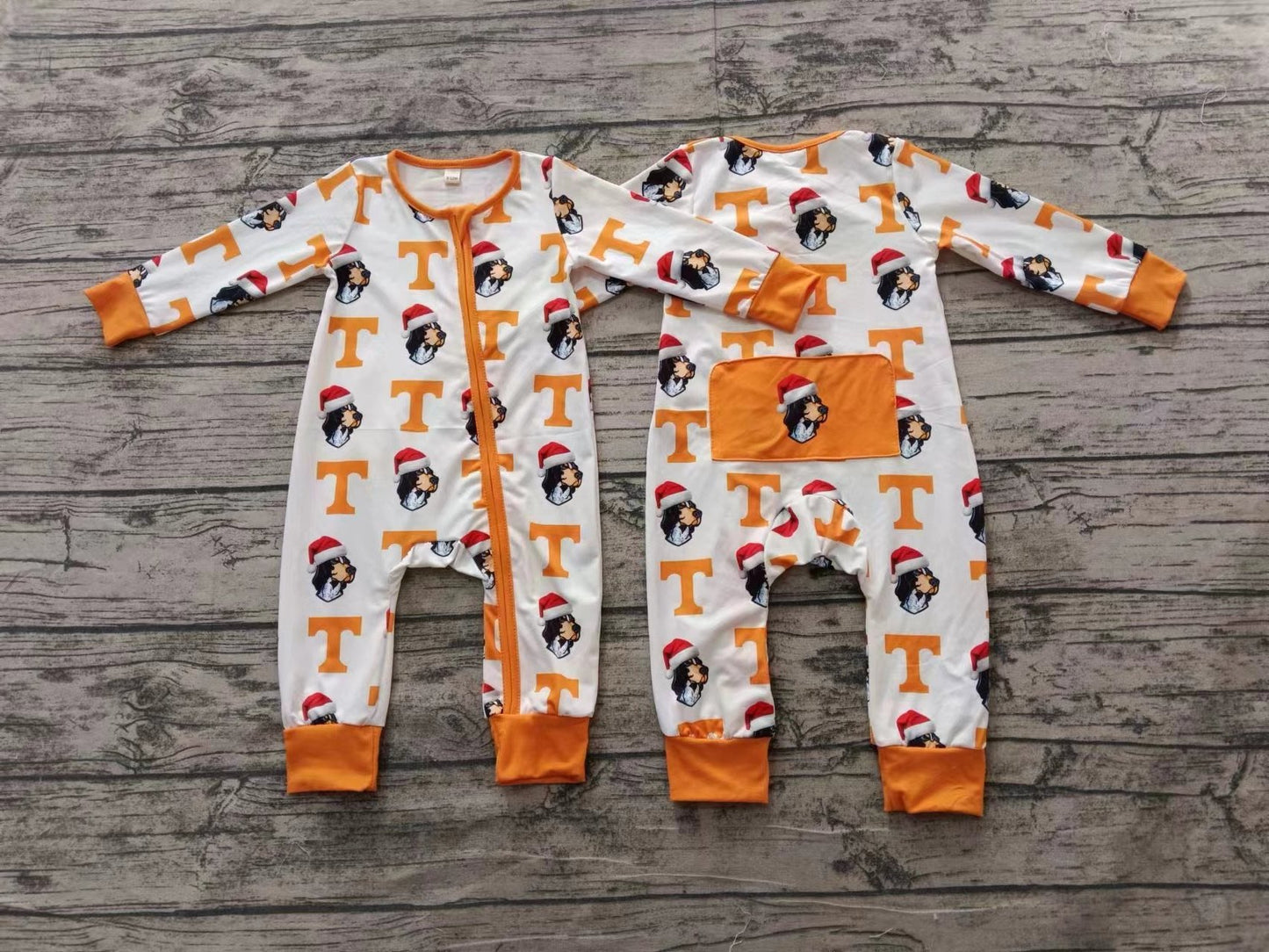 Baby Girl Infant Long Sleeves Christmas T Dog Team Zipper Romper Moq 5