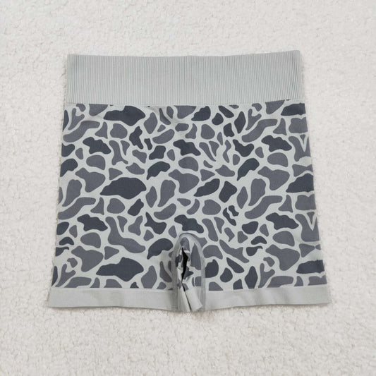 Adult Woman Grey Camo Knitted Yoga Shorts Bottom  RTS