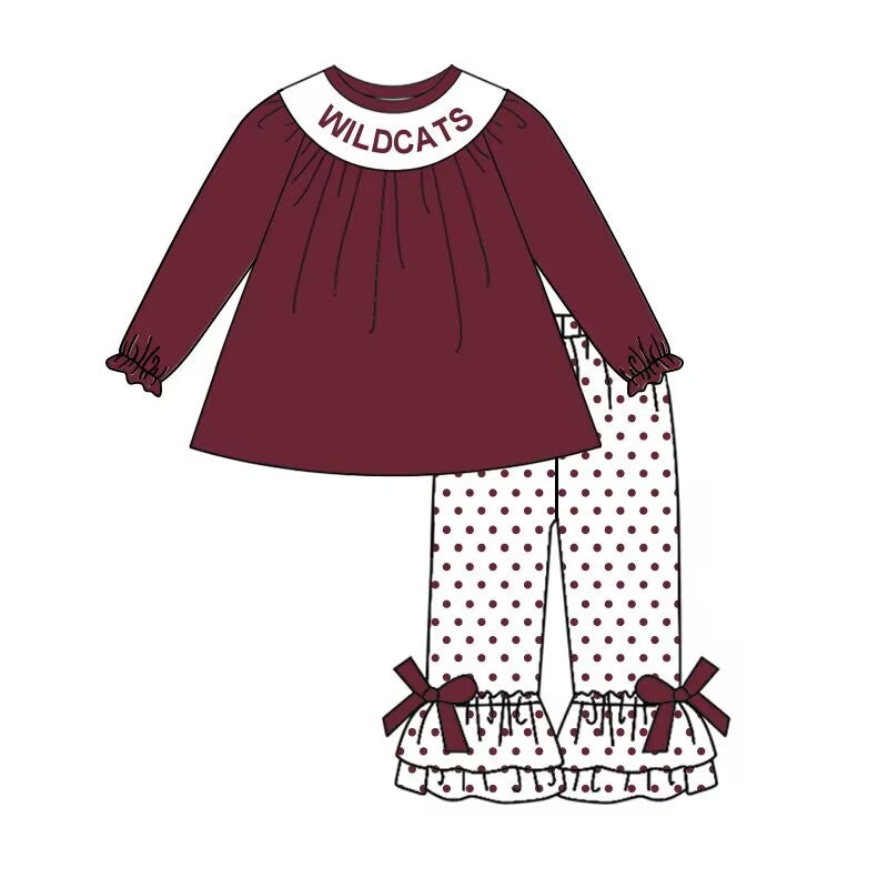 Baby Girl Long Sleeves Team Duck Red Tops Dots Pants Clothes Set Moq 5