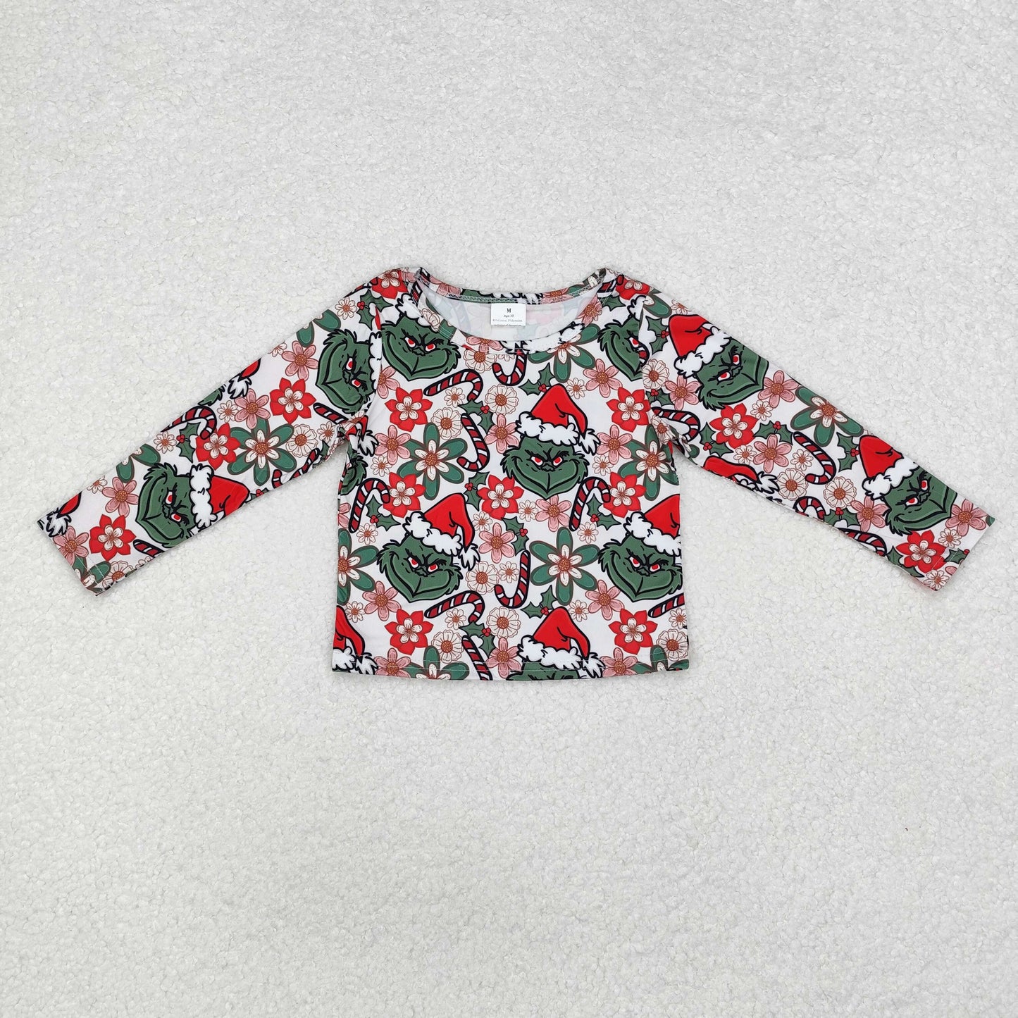 Baby Girl Long Sleeves Christmas Face Floral Shirt