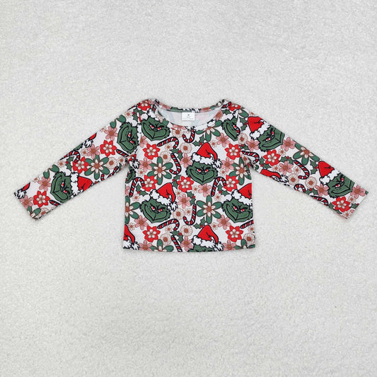 Baby Girl Long Sleeves Christmas Face Floral Shirt