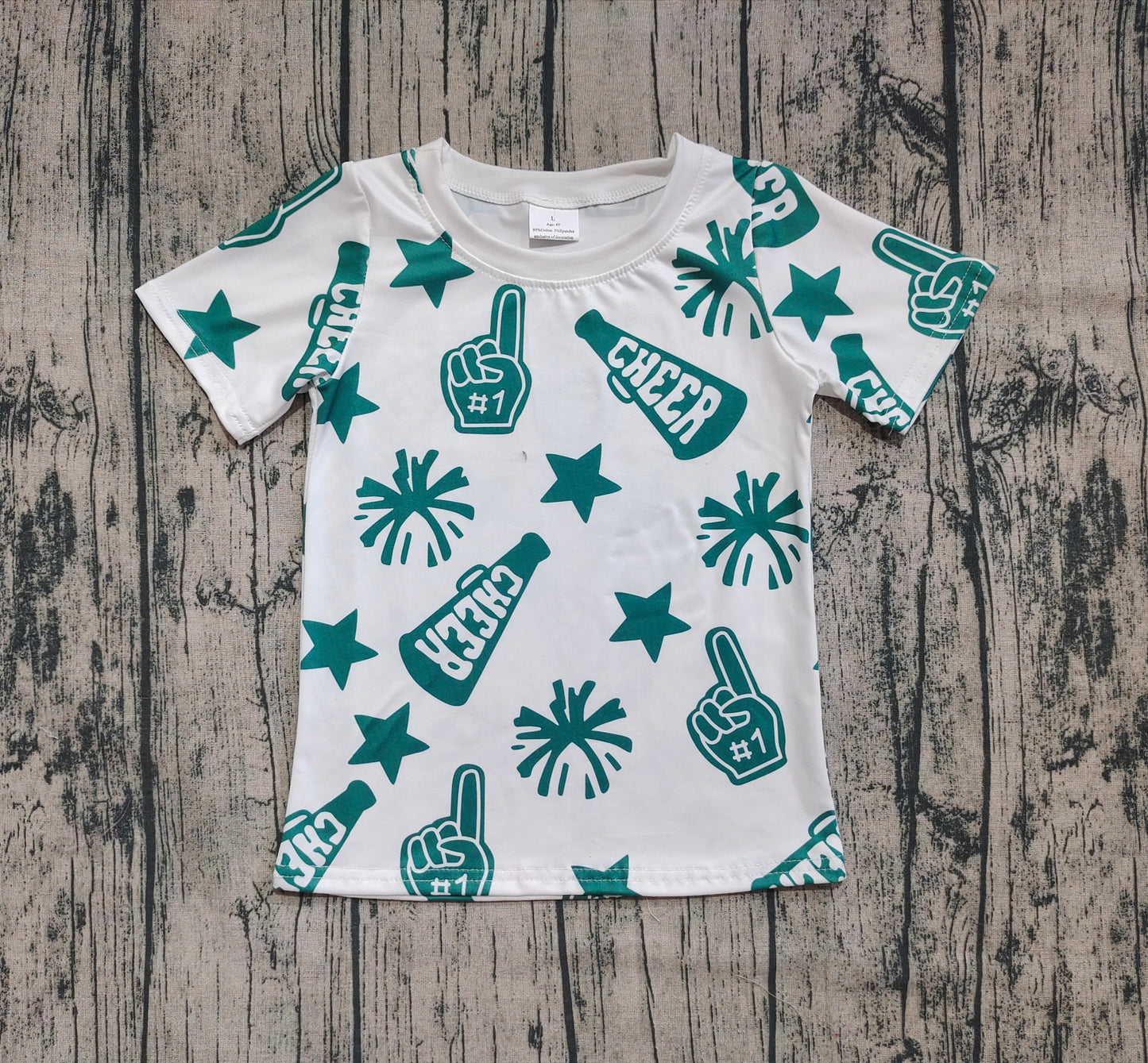 Baby Girl Short Sleeves Green Team Cheer Shirt Tops RTS