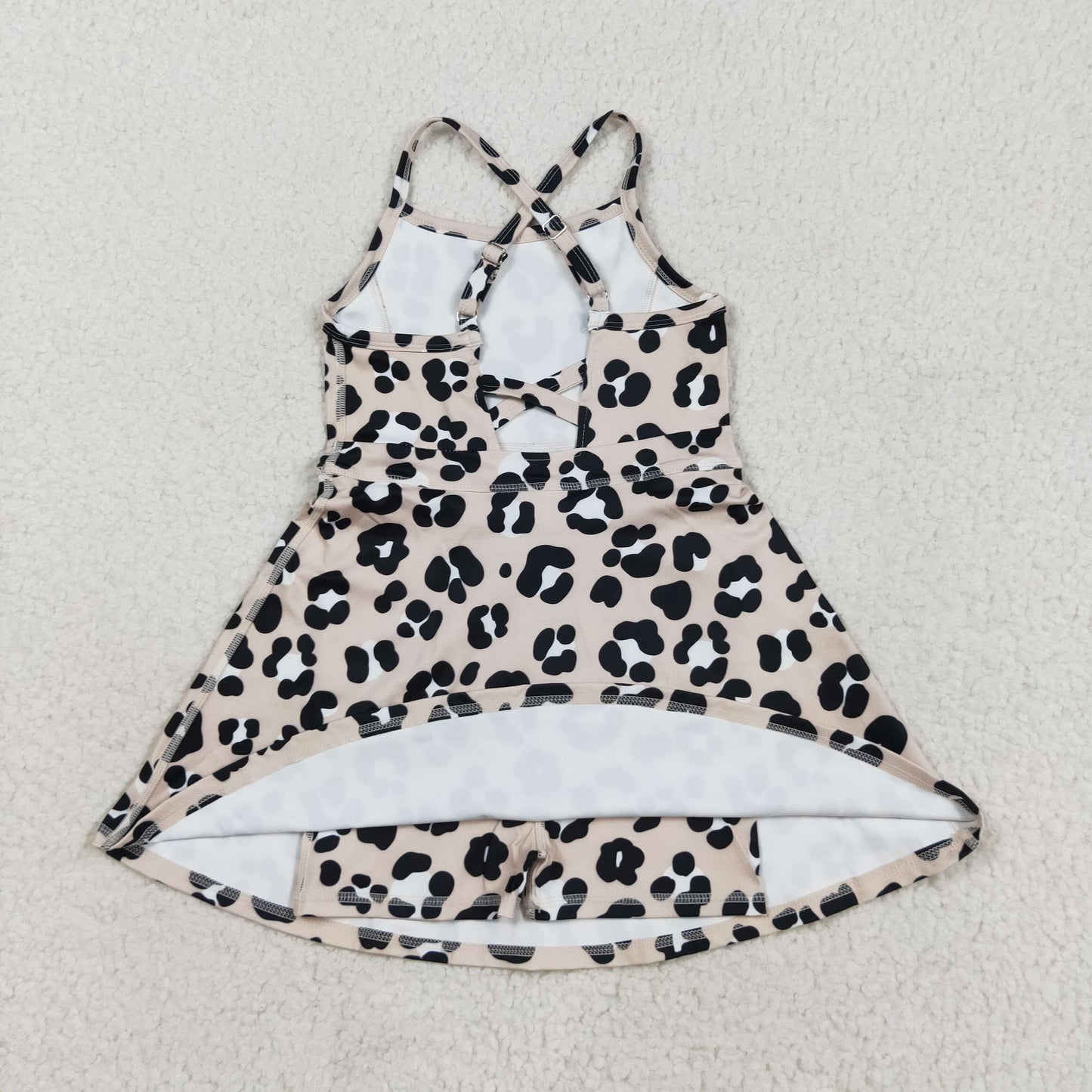Baby Girl Sleeveless Leopard Knee Length Yoga Active Dress RTS