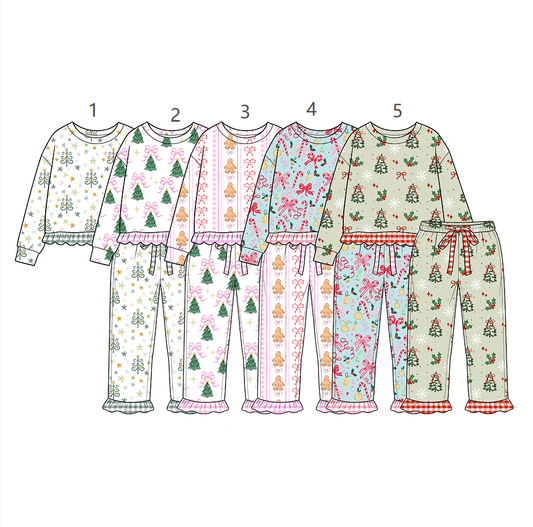 ( Moq 5 Each Style ) Sibling Baby Girls Kids Long Sleeves Bows Pullovers Pants Christmas Sets Pajamas Clothes