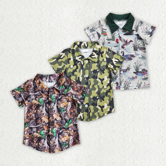 Baby Boy Short Sleeves Camo Ducks Sibling Buttons Shirt RTS
