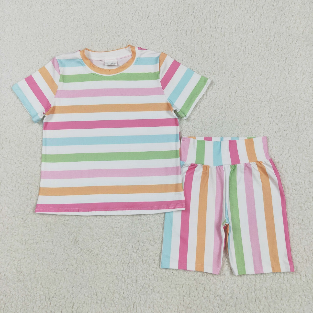 Baby Boy Girl Short Sleeves Flower Bows Stripes Smile Shirt Shorts Sibling Summer Set RTS