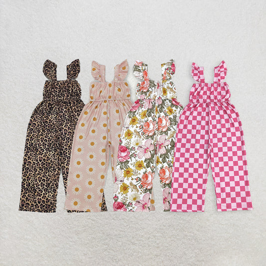 Baby Girl Short Sleeves Leopard Flower Pants Sibling Jumpsuit Clothes RTS