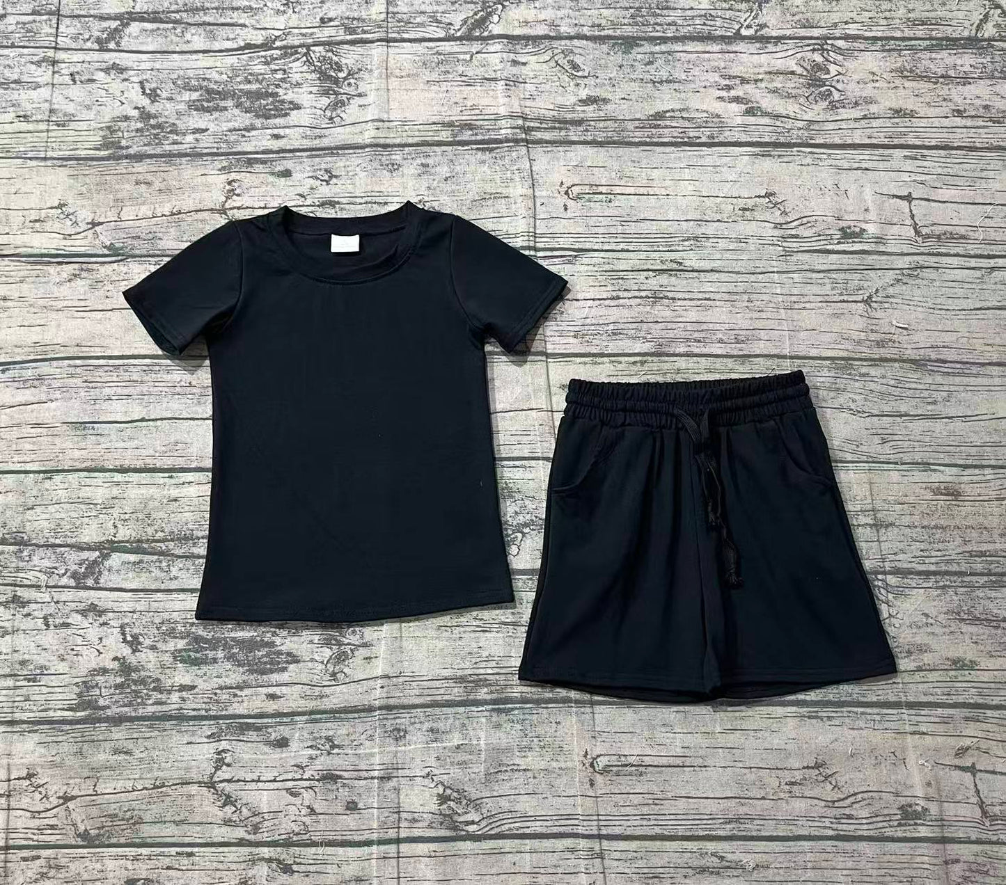 Baby Boys Black Short Sleeves Shirt Pockets Shorts Summer Clothes Set RTS