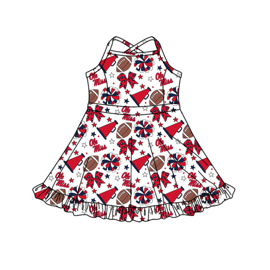 ( Moq 5 ) Baby Girls Toddler Straps Bows Stars Cheer Football Shorts Ruffle Dress Team Clothes