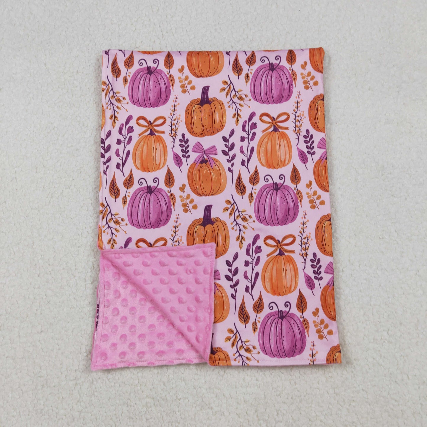 Baby Girl Toddler Pumpkins Bows Fall Blanket RTS