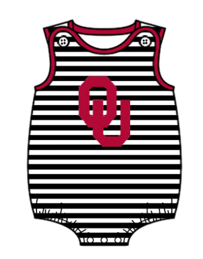 ( Moq 5 ) Baby Boys Infant Sleeveless OU Stripes Team Bubble Romper