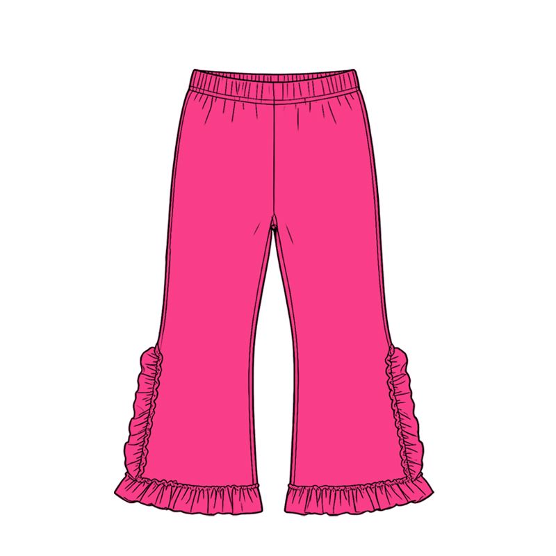 ( Moq 5 ) Baby Girls Kids Hot Pink Ruffle Pants Bottoms Cotton Clothes
