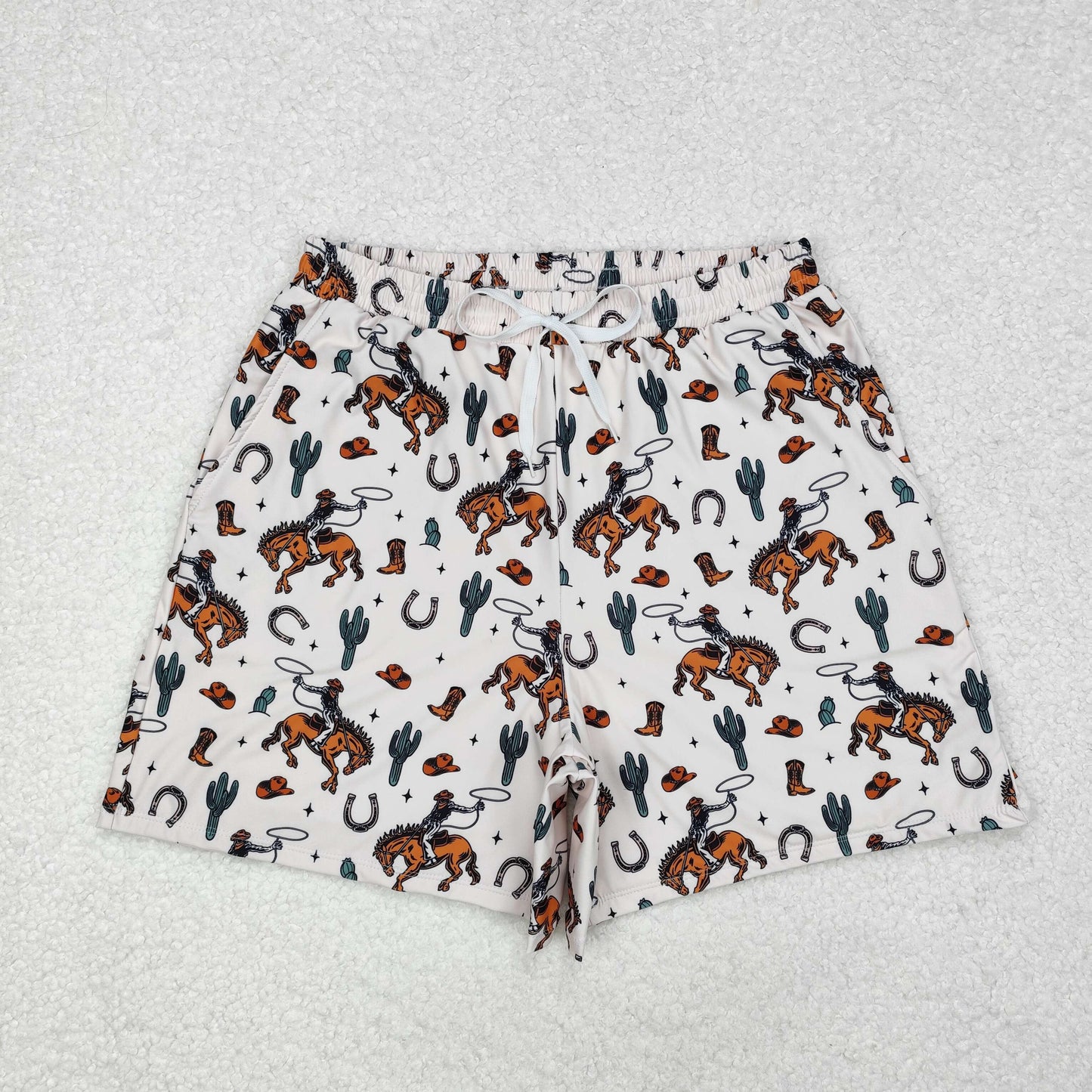 Daddy and Me Baby Boy Adult Rodeo Cactus Western Swim Trunks Shorts