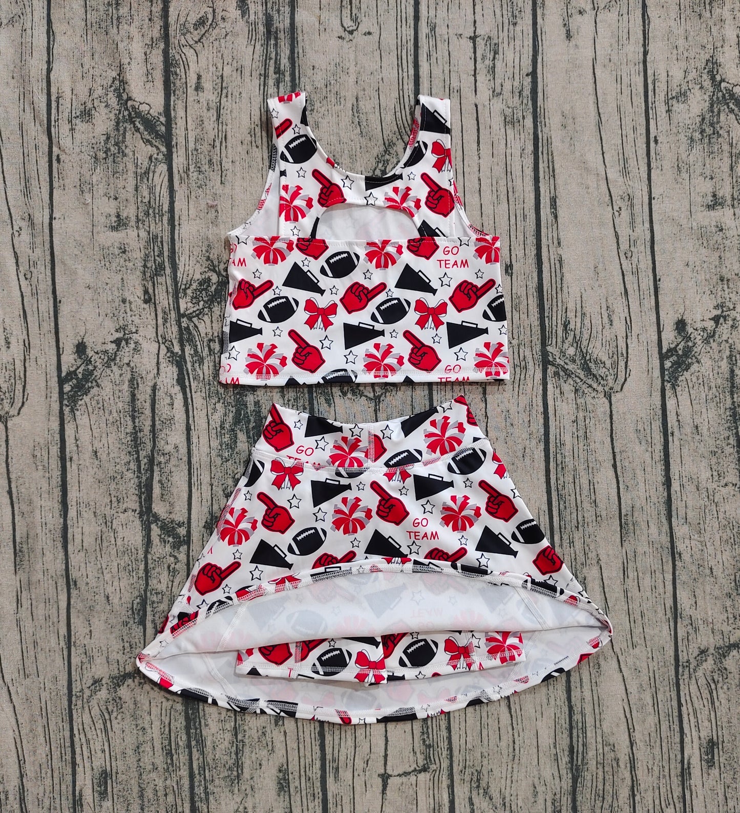 Baby Girl Sleeveless Football Stars Bows Cheer Tops Skort G Team Yoga Active Set RTS