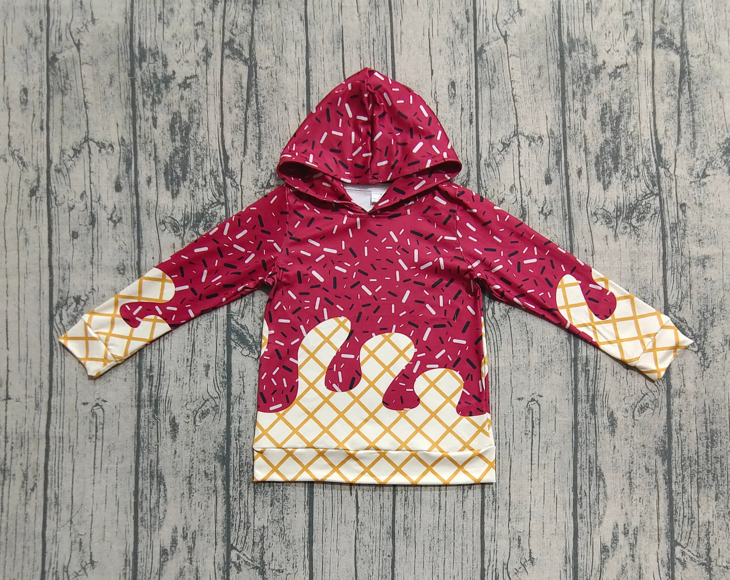 Baby Kids Toddler Long Sleeves Team Dark Red Drip Hoodie Shirt Tops RTS