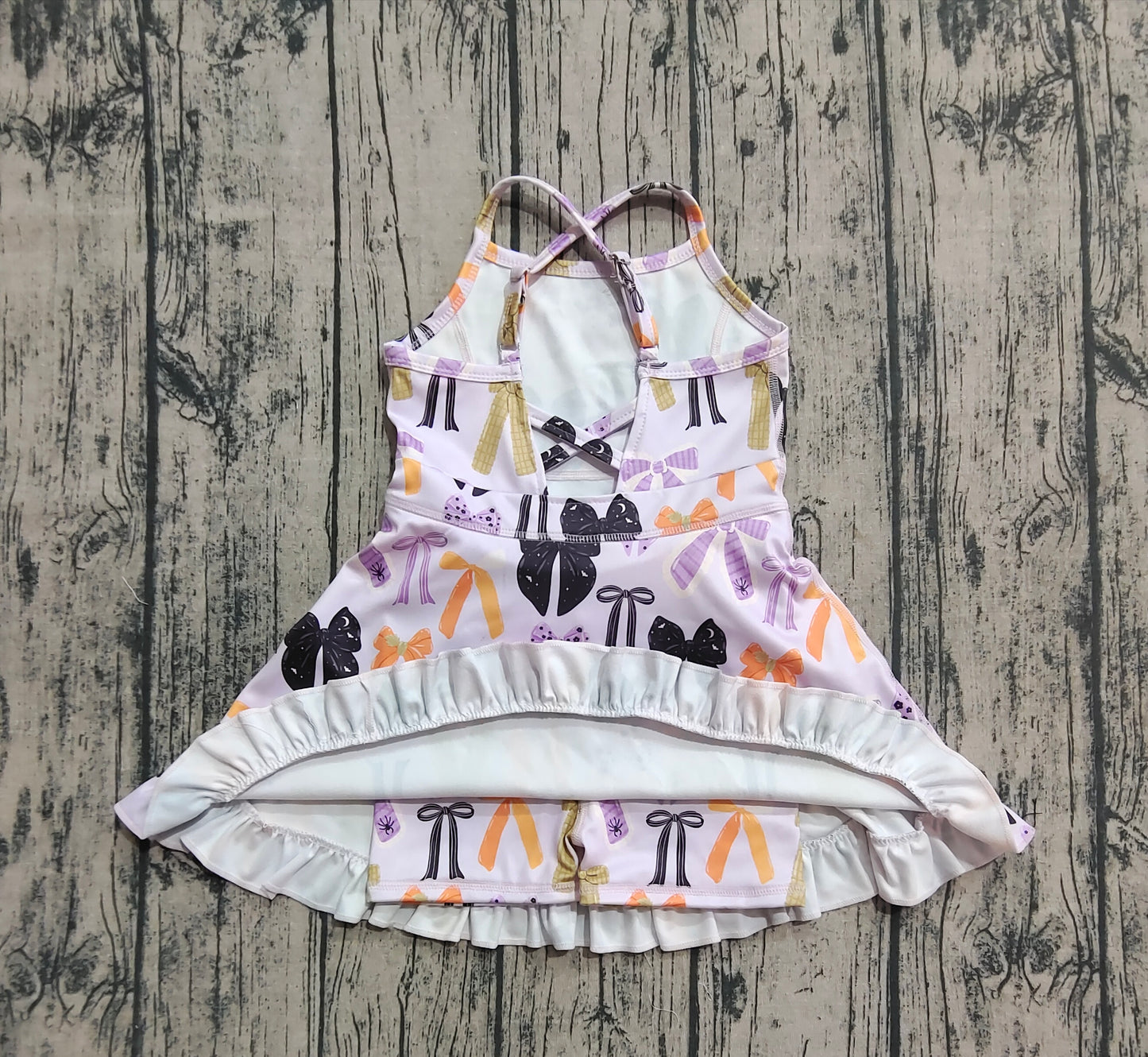 Baby Girl Sleeveless Halloween Bows Ruffle Purple Yoga Active Knee Length Dress RTS