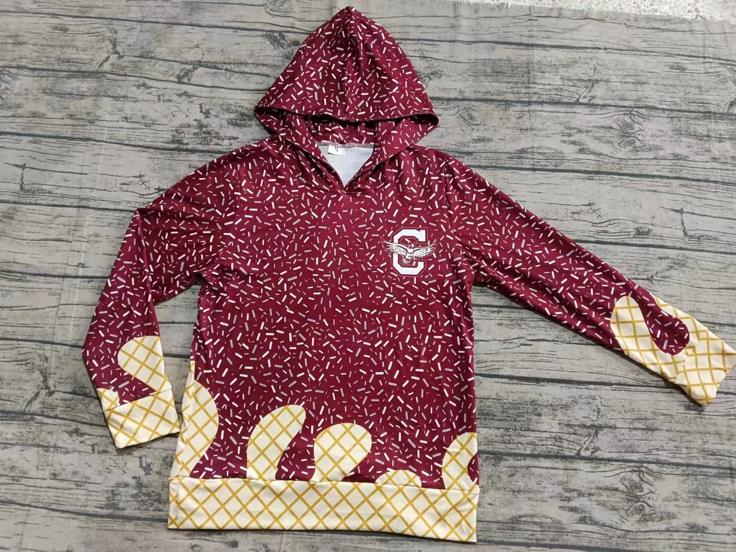 Baby Kids Adult Long Sleeves Team Family Red Hoodie Shirt ( Moq 5 )