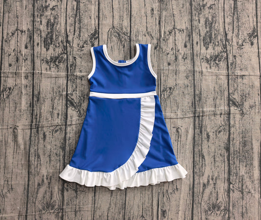 ( No moq ) Preorder Baby Girls Kids Sleeveless Shorts Scallop Dress Yoga Active Blue Clothes