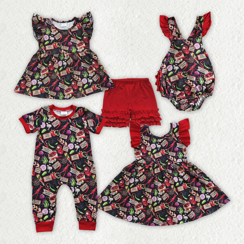 Baby Boy Girl Short Sleeves Crawfish Sibling Romper Dress Outfit RTS