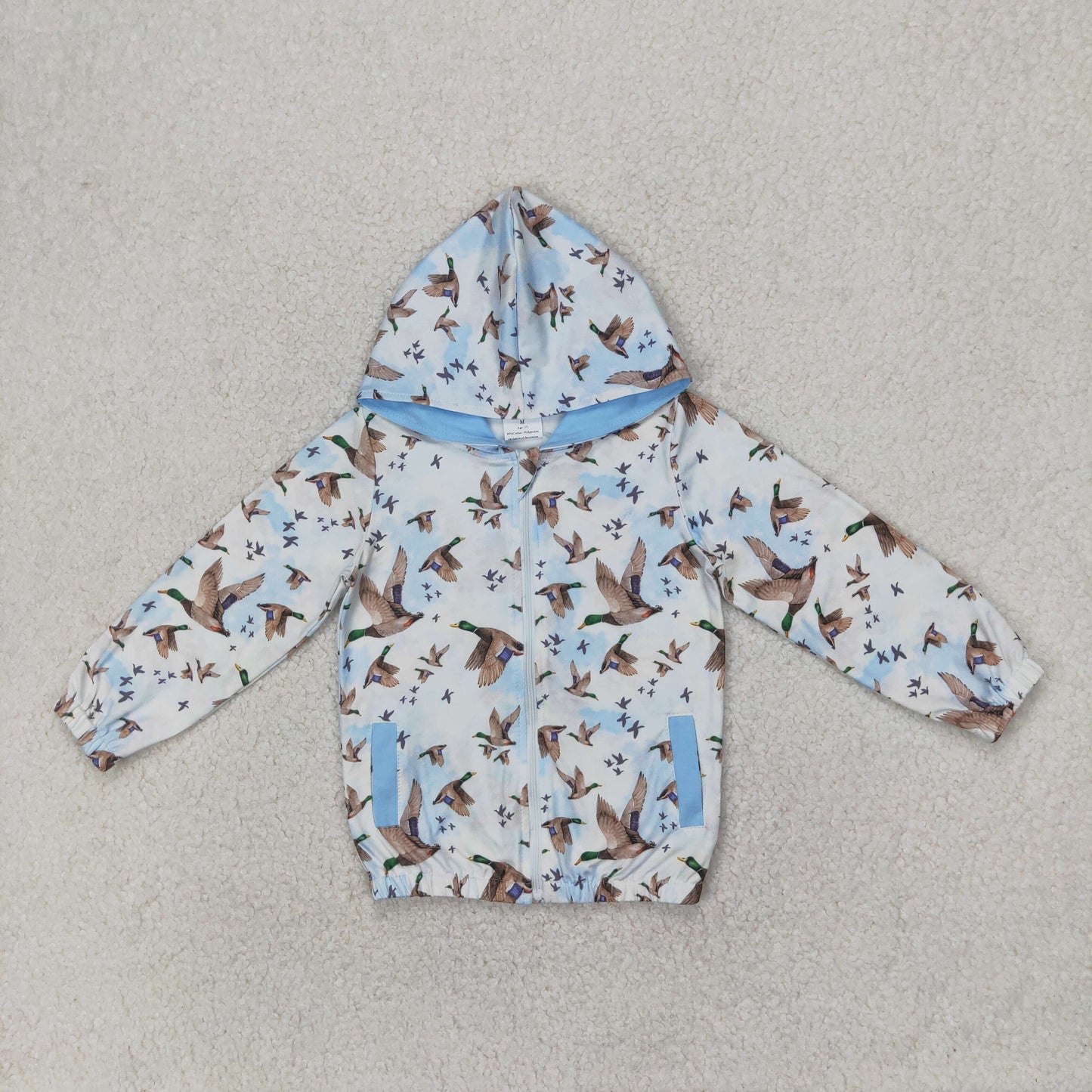 Baby Boy Long Sleeves Ducks Hunting Hoodie Zipper Blue Shirt Tops RTS