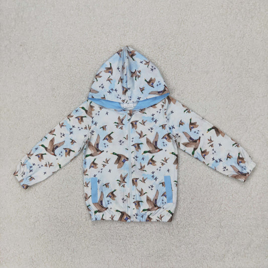 Baby Boy Long Sleeves Ducks Hunting Hoodie Zipper Blue Shirt Tops RTS