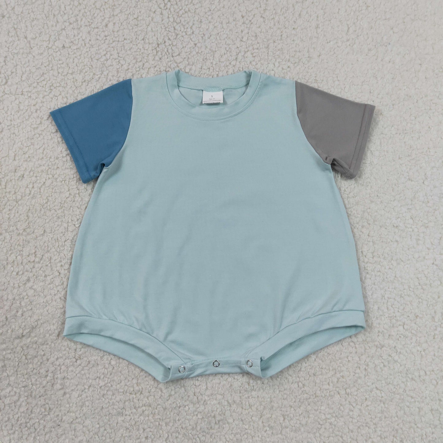 Baby Boys Infant Short Sleeves Blue Cotton Bubble Romper Clothes RTS