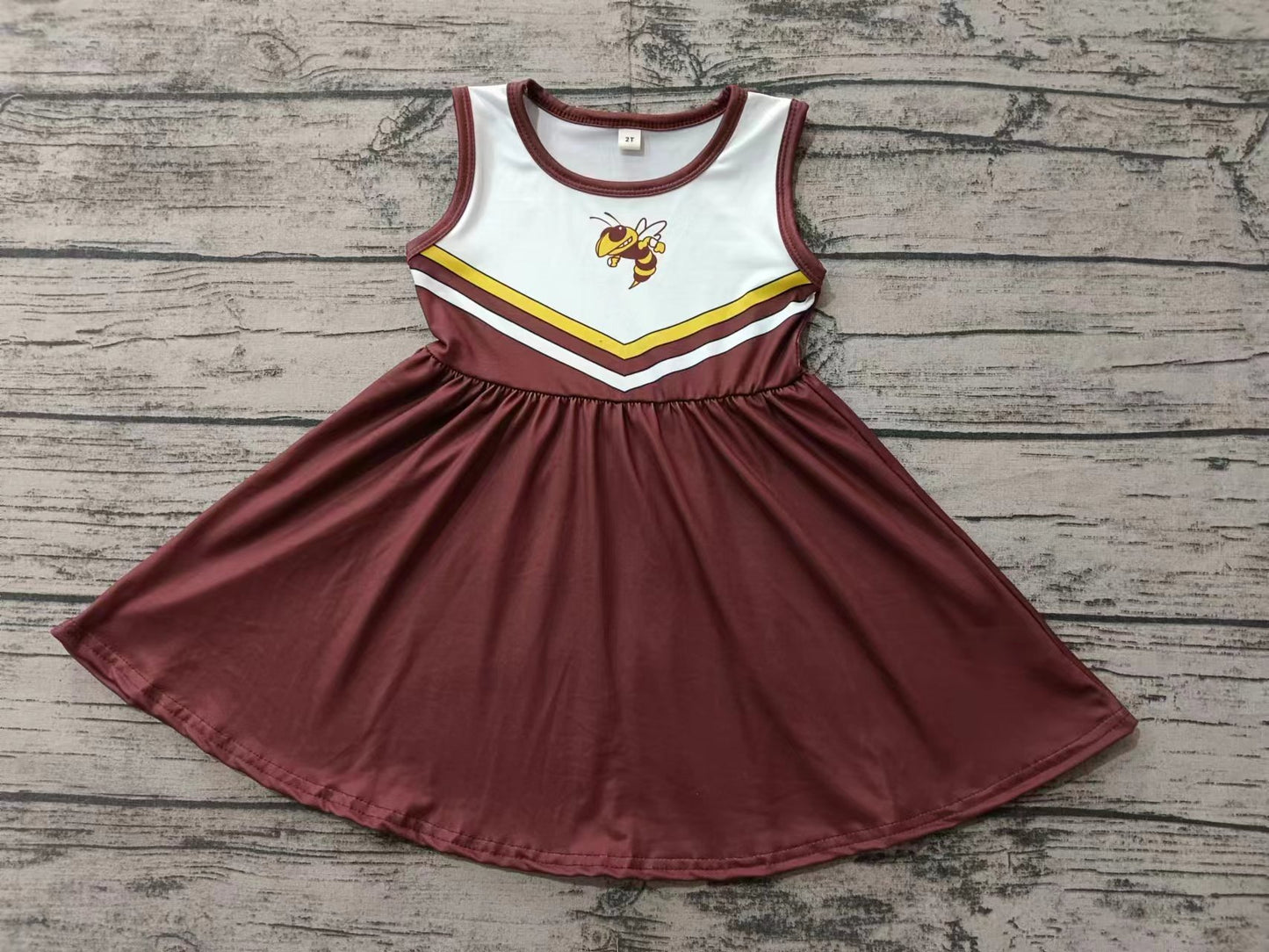 Moq 5 Baby Girl Sleeveless Bee Summer Team Dress