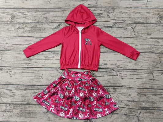 Baby Girl Toddler Red Zipper Hoodie Tops Elephant Skirt Shorts Team Set Moq 5