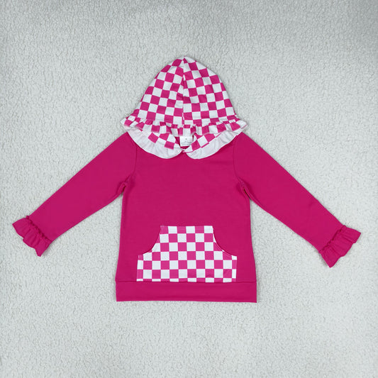 Baby Girls Kids Long Sleeves Hoodie Checked Pocket Pullover Tops Clothes RTS