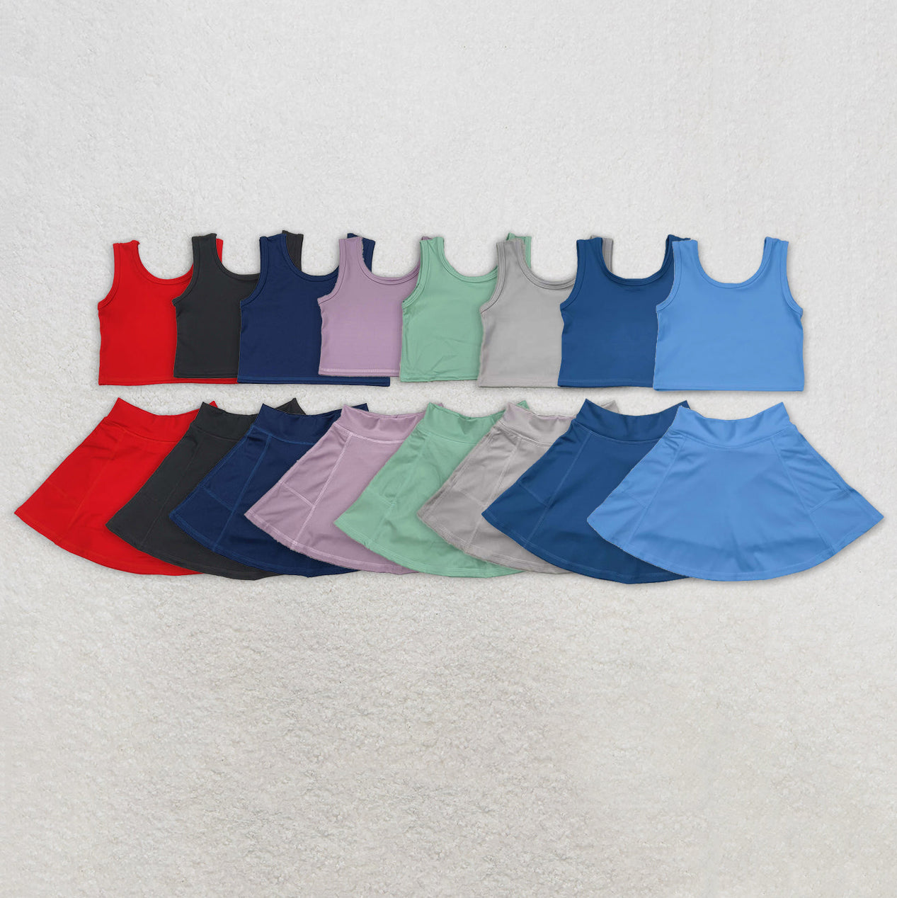 Baby Girl Sleeveless Vest Tops Skorts Yoga Active Sibling Clothes Set RTS