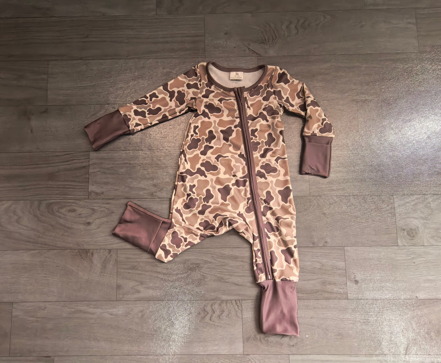 ( No moq ) Preorder Baby Boys Long Sleeves Camo Zipper Footie Sleeper Romper