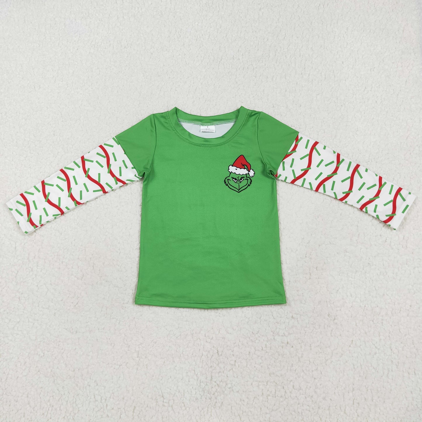 Baby Boy Long Sleeves Christmas Green Face Shirt