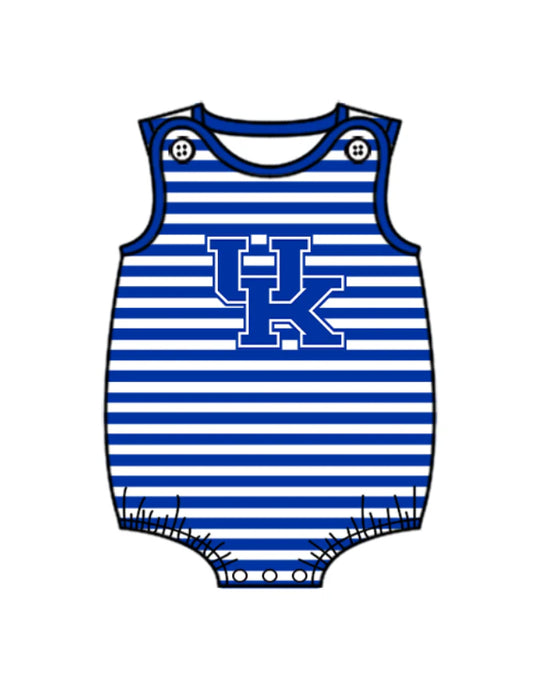 ( Moq 5 ) Baby Boys Infant Sleeveless UK Blue Stripes Team Bubble Romper