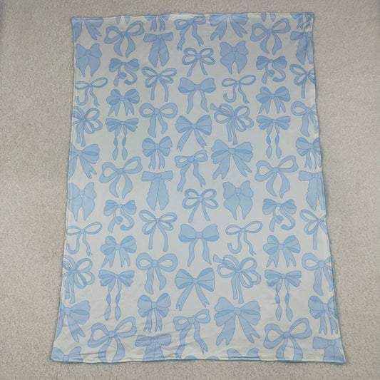 Baby Girls Kids Blue Bows Blanket RTS