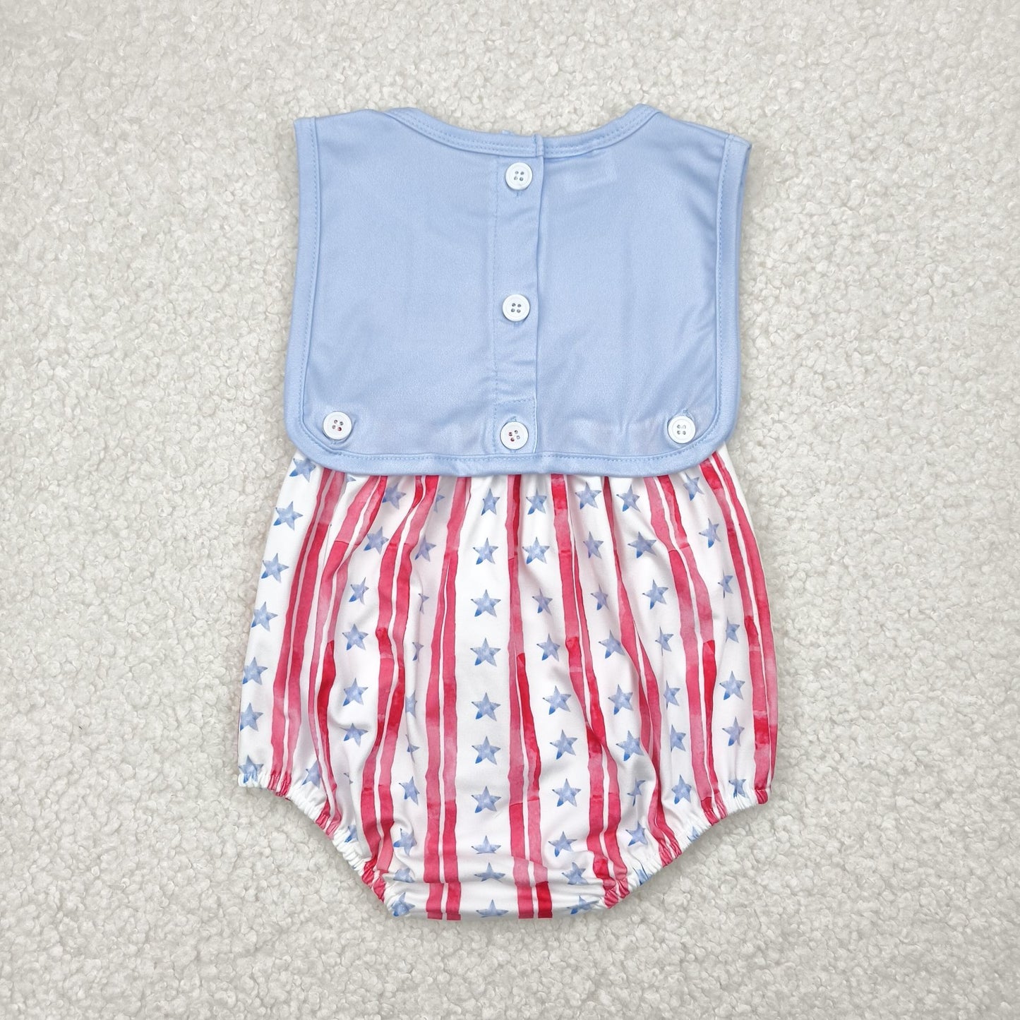 Baby Boy Sleeveless Flags Stripes Stars 4th Of July Romper RTS