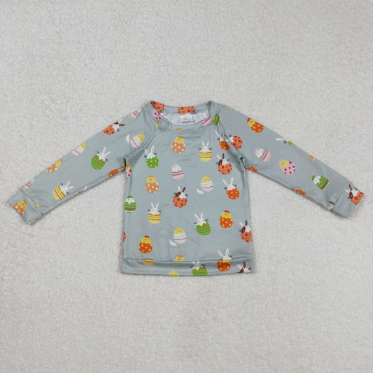 Baby Girl Long Sleeves Easter Rabbits Eggs Green Shirt Tops RTS