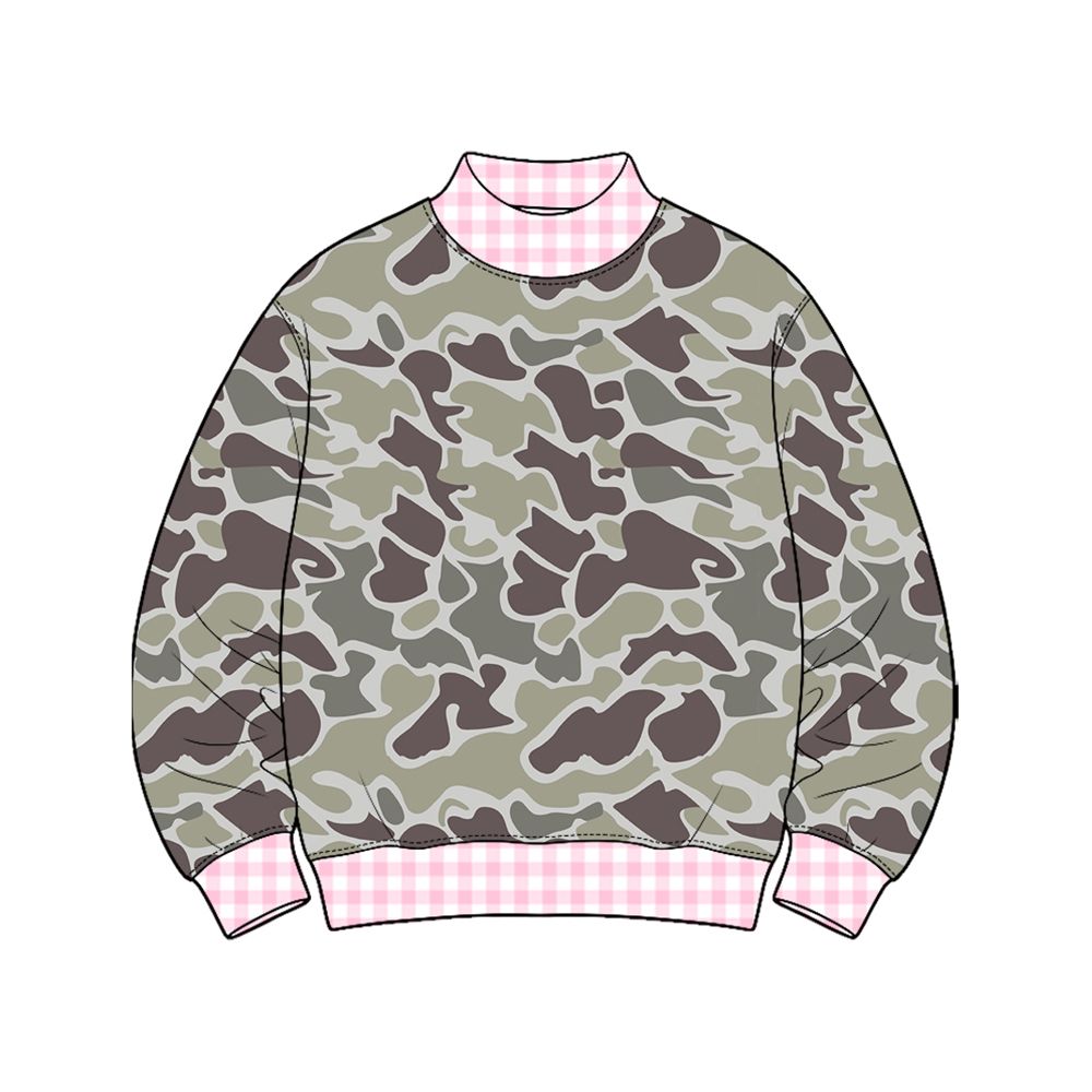 ( Moq 5 ) Preorder Baby Girls Toddler Long Sleeves Plaid Shirt Tops Camo Clothes