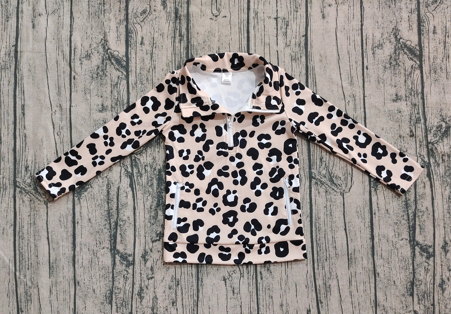Baby Girl Long Sleeves Leopard Yoga Active Zipper Pullover Tops RTS
