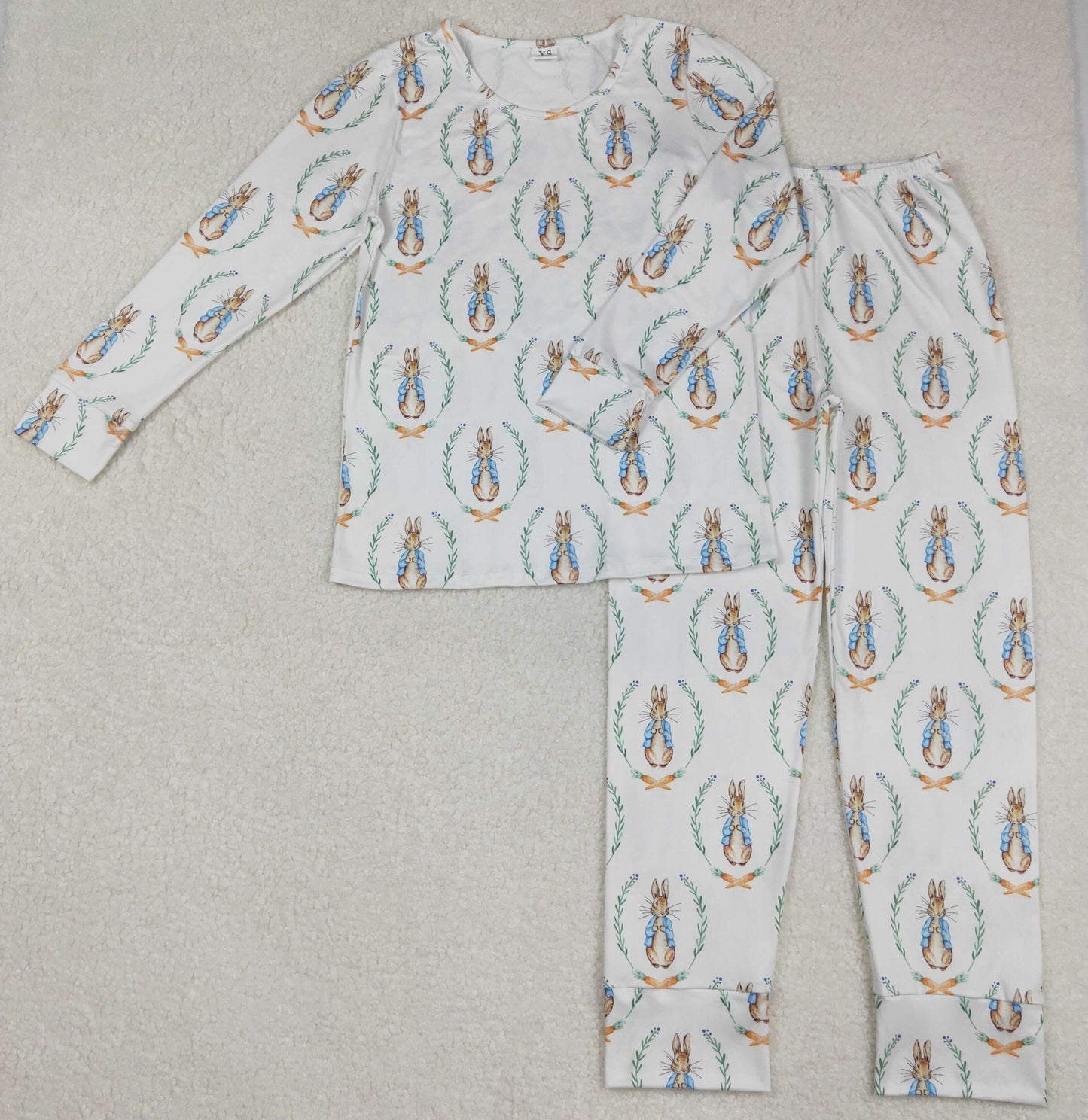 Adult Women Long Sleeves Easter Bunny Carrots Shirt Pants Pajamas Set RTS