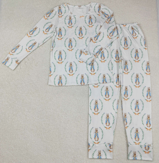 Adult Women Long Sleeves Easter Bunny Carrots Shirt Pants Pajamas Set RTS