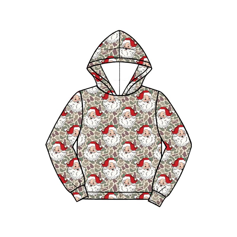 ( Moq 5 ) Preorder Baby Boys Kids Santa Camo Print Pullover Hoodie Shirt Christmas Clothes