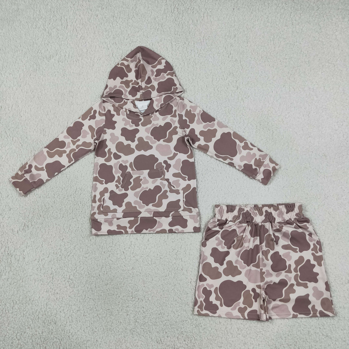 Baby Boy Kids Long Sleeves Camo Hoodie Shirt Pockets Shorts Set RTS