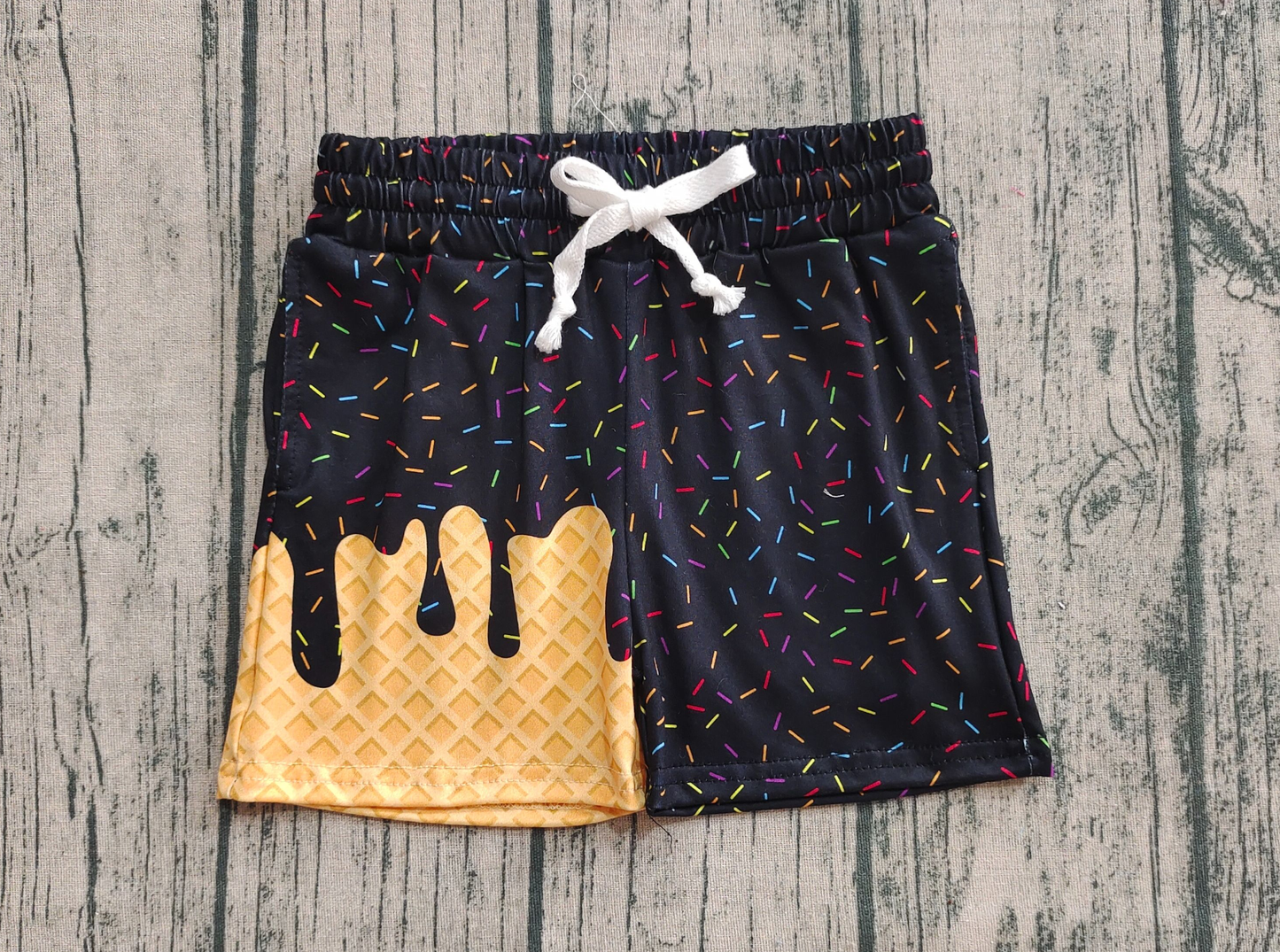 Baby Boy Toddler Ice Cream Summer Black Bottom Shorts RTS