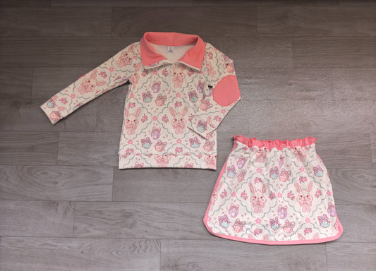 ( No moq ) Preorder Baby Girls Long Sleeves Rabbits Flowers Eggs Bows Zipper Tops Skirt Shorts Easter Yoga Set