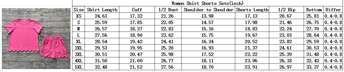 Adult Women Yellow Short Sleeves Scallop Shirt Shorts Pajamas Clothes Set RTS