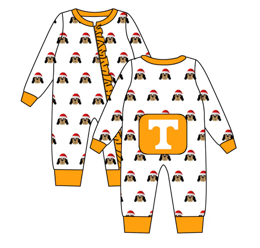 Baby Girl Infant Long Sleeves Christmas Dog Team Zipper Romper Moq 5