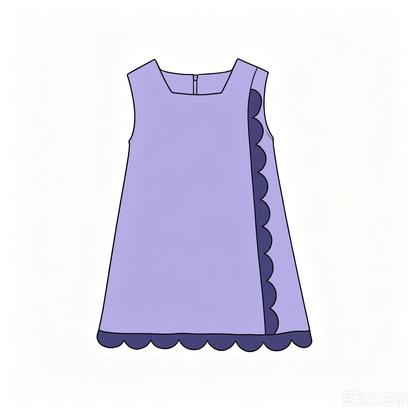 ( Moq 5 ) Preorder Baby Girls Kids Sleeveless Scalloped Zipper Dress Yoga Active Purple Clothes