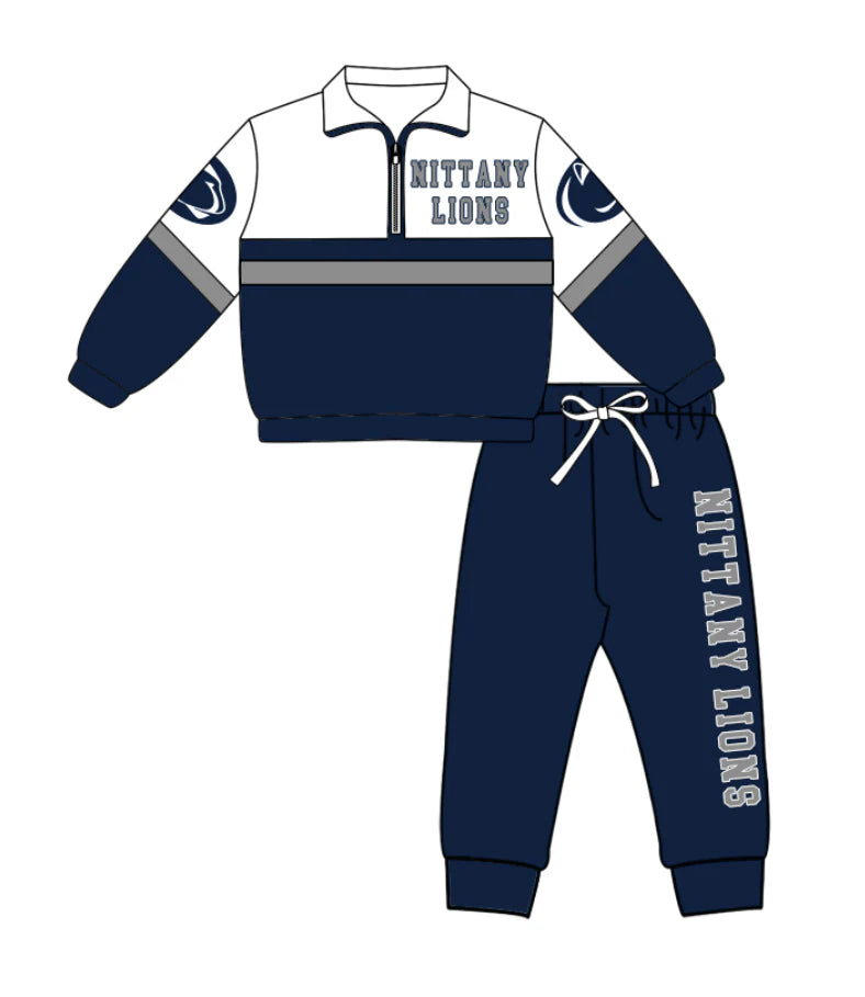( Moq 5 ) Baby Boys Kids Long Sleeves Zipper Shirt Jogger Pants Team Lion Clothes Set