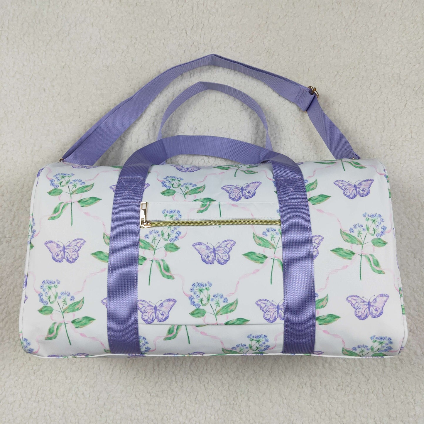 Baby Girl Kids Adult Flower Bows Butterfly Purple Ruffle Travel Package Gym Bags RTS
